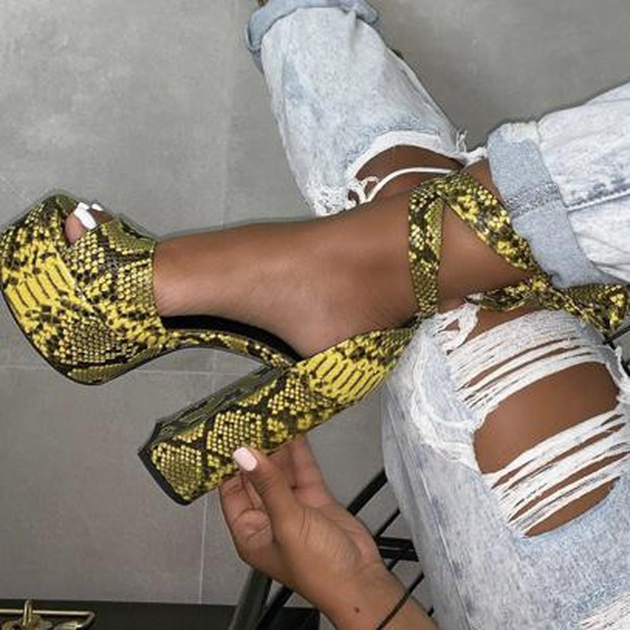 Yellow snake print on sale heels