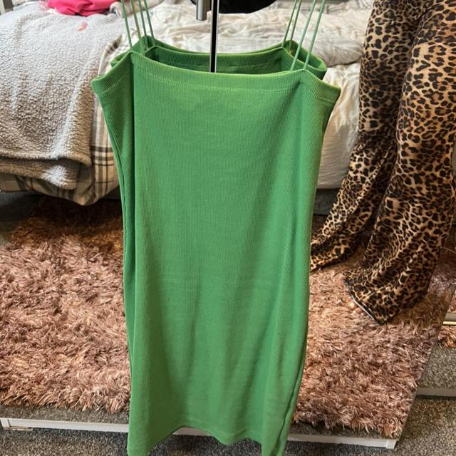 zara green spaghetti strap dress