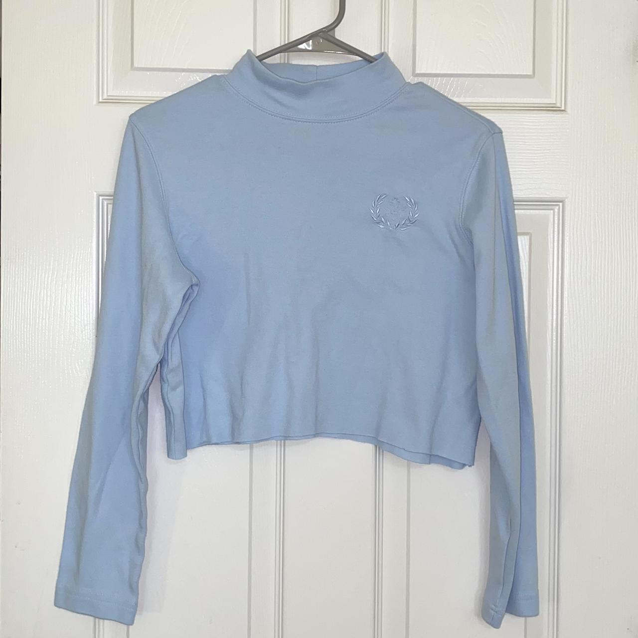 Vintage Baby Blue Cropped Turtleneck adorable - Depop