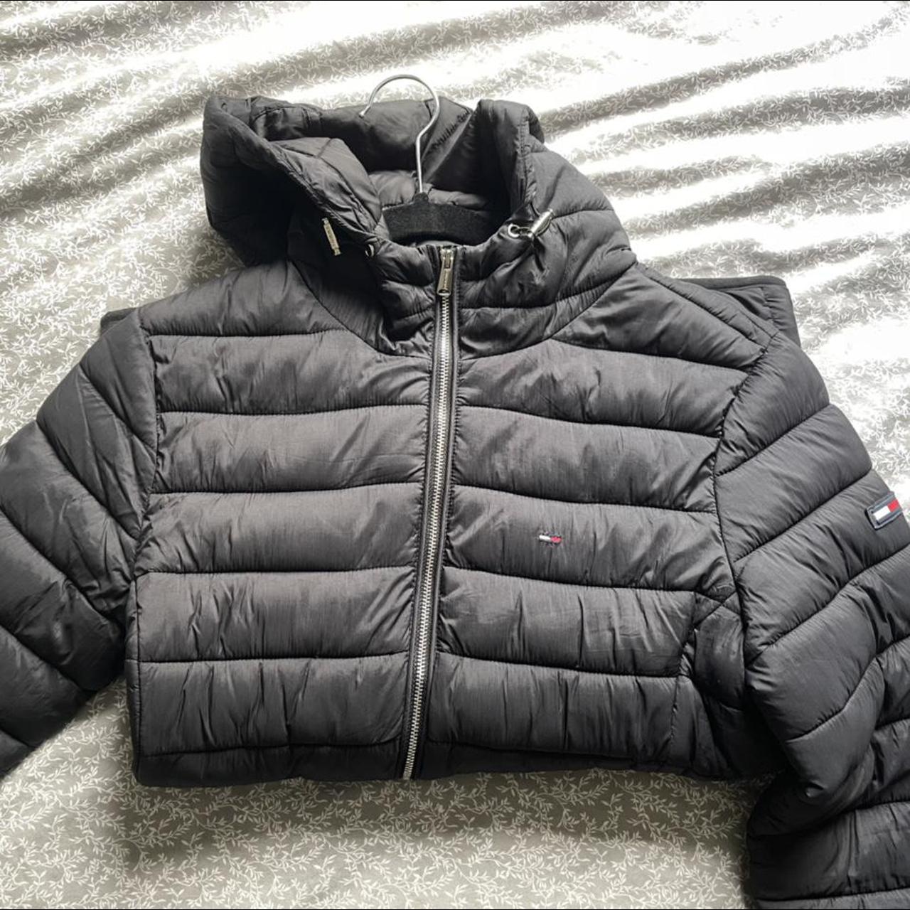 TOMMY HILFIGER black puffer jacket worn numerous... - Depop