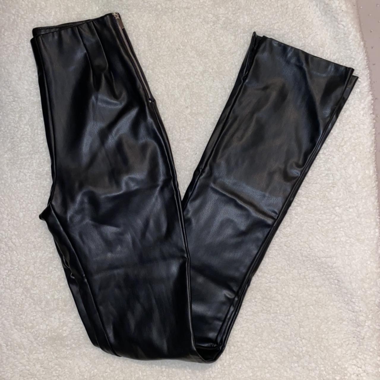 Zara trf 'extra long' faux leather trousers, size XS - Depop