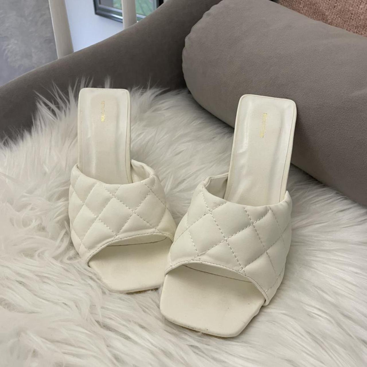 quilted white heels