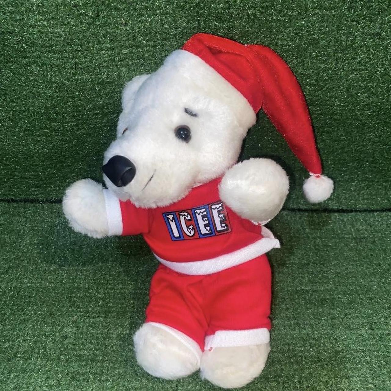 ICEE Polar Bear Plush With Santa Claus Hat Vintage... - Depop