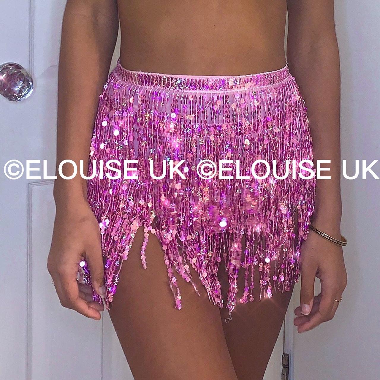 PINK SEQUIN SKIRT - WRAP AROUND. Tassel glitter... - Depop