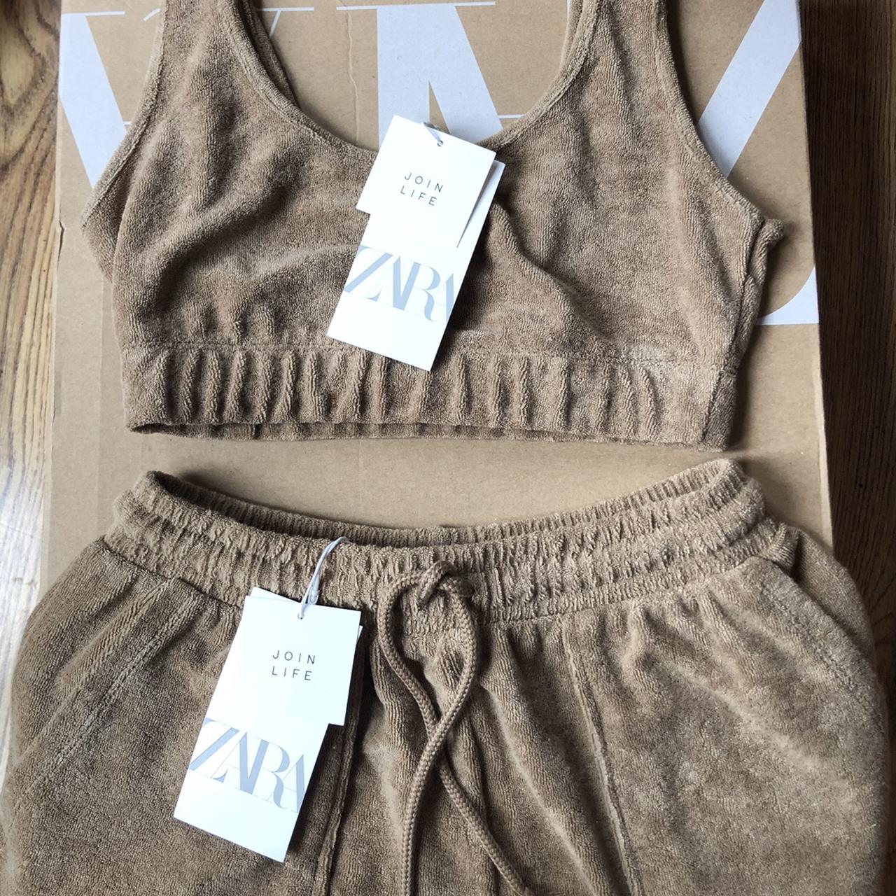 terry crop top and shorts zara