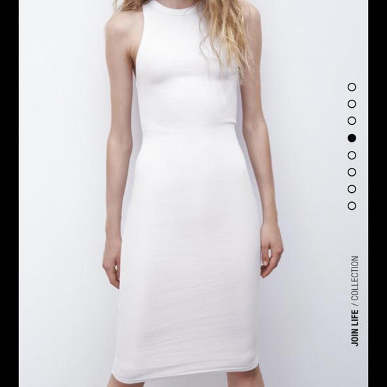 zara white dress ribbed