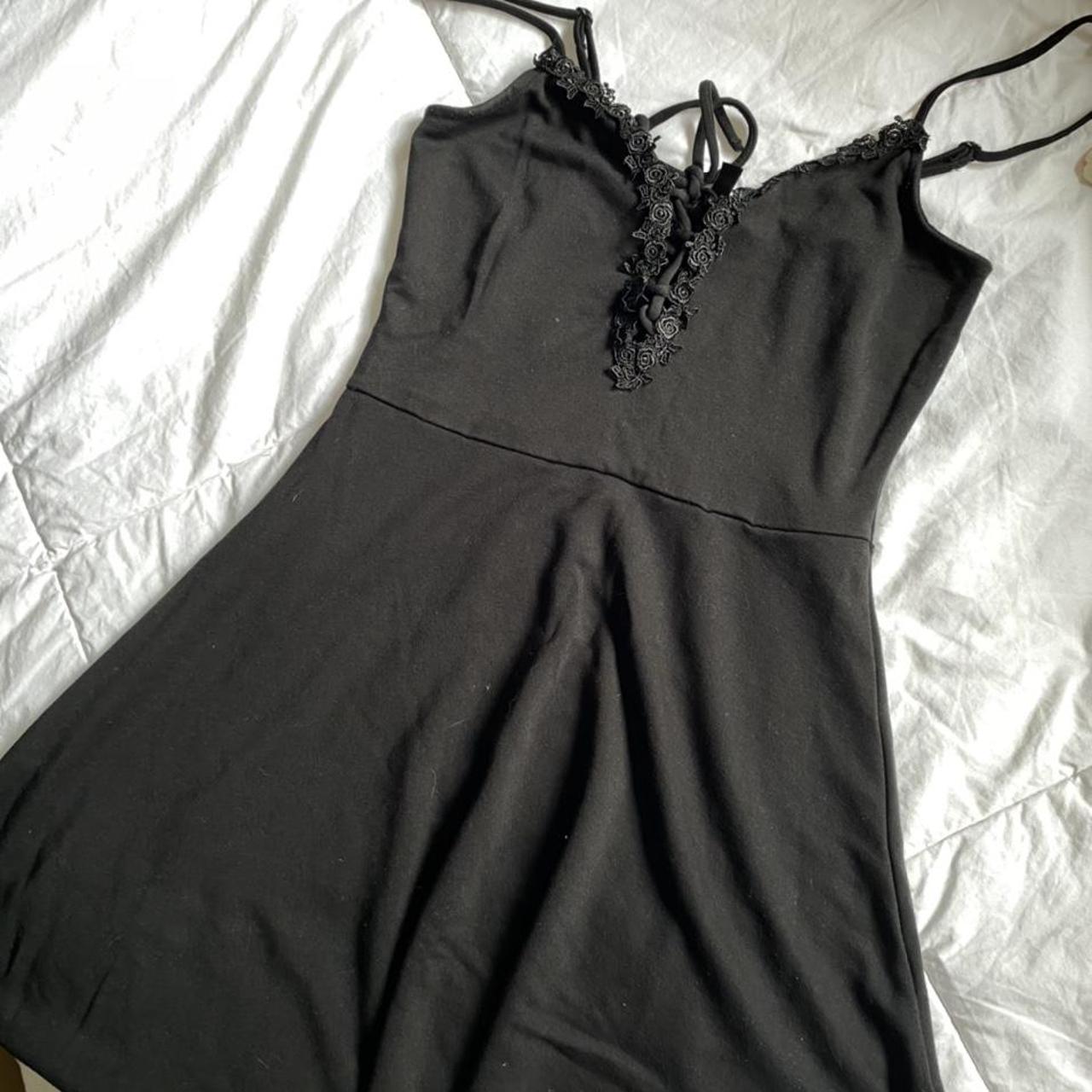 Black flare lace dress #summerdress - Depop