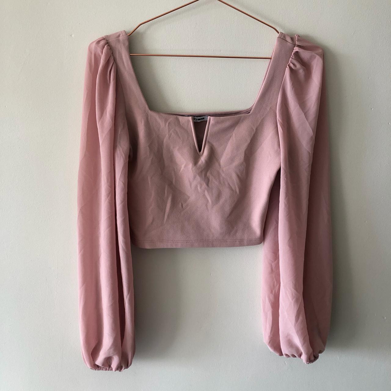 Baby pink puff sleeve crop top from fashion nova... - Depop