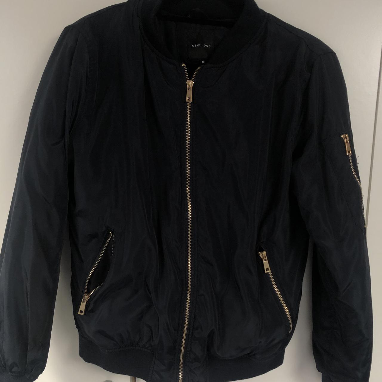 Womens New Look bomber jacket in navy with gold... Depop