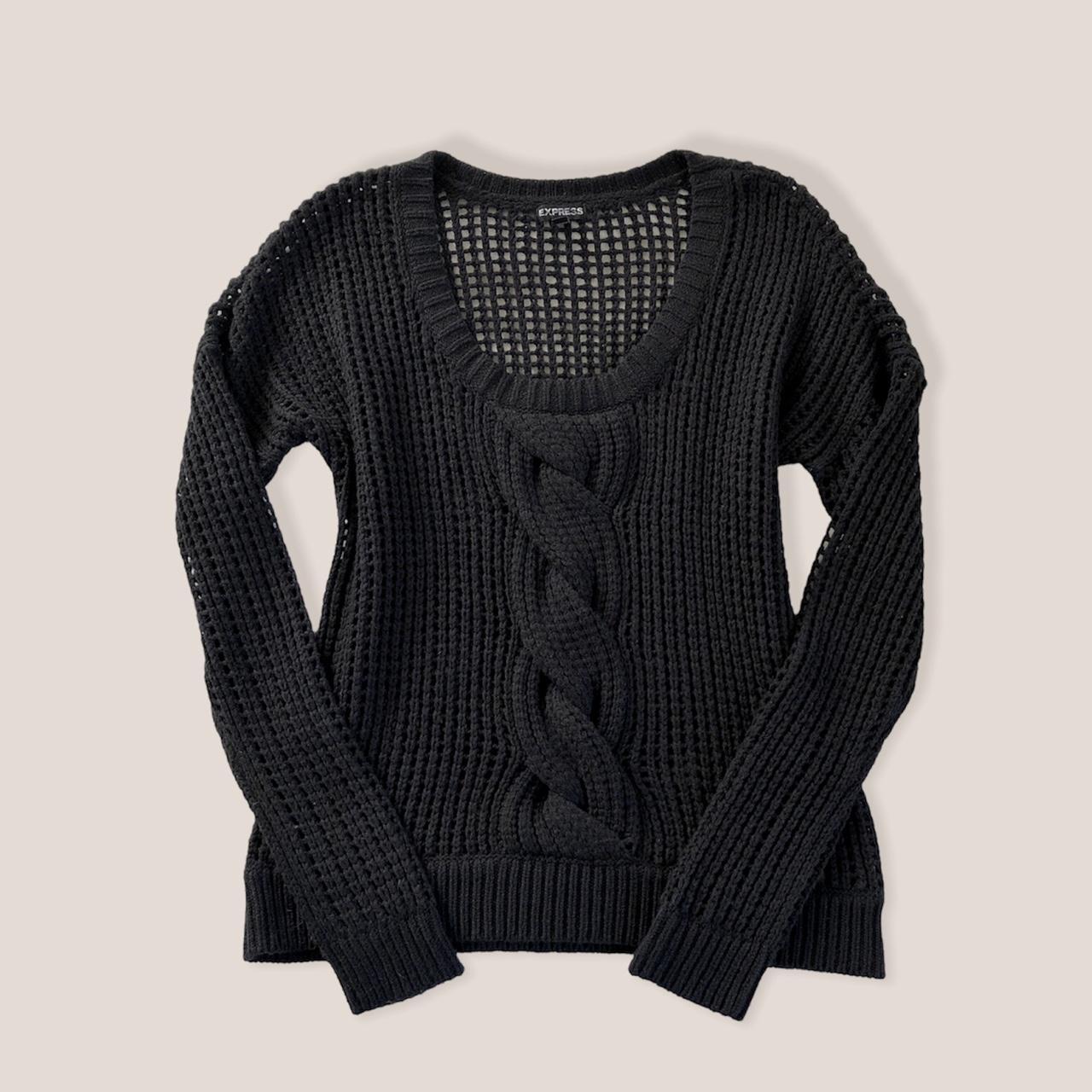 Black knit sweater Washed black knit sweater with... - Depop