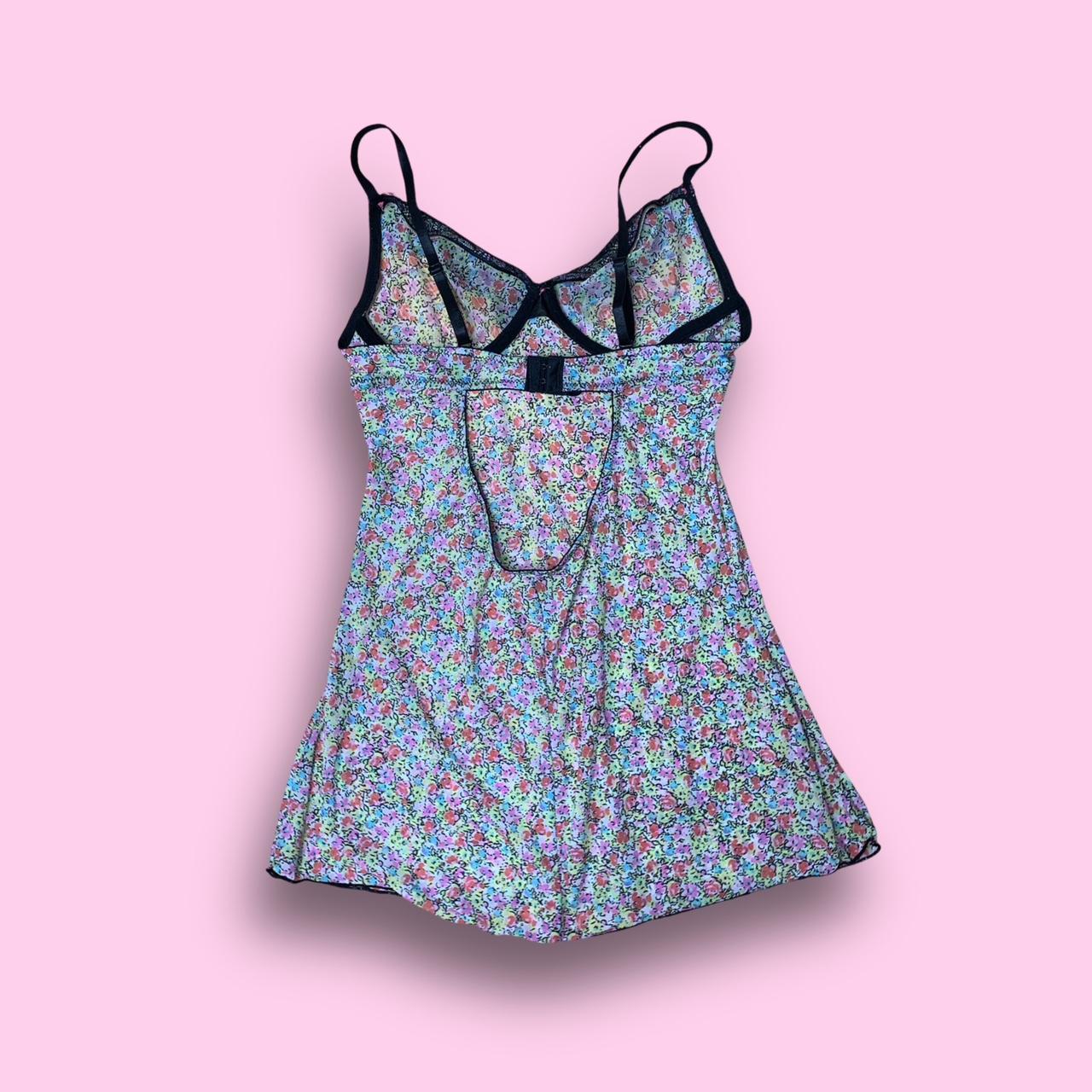 Floral Mesh Babydoll Mini Slip Dress 💐 - size... - Depop