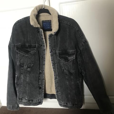 zara men's denim jacket with fur