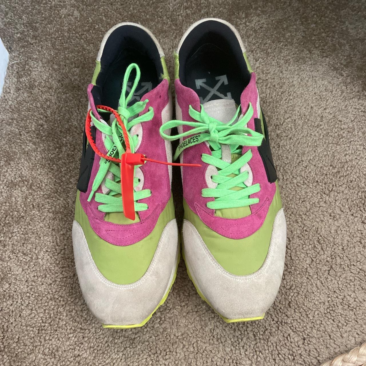 Off-white arrow pink and green runners/ shoes 🔥... - Depop