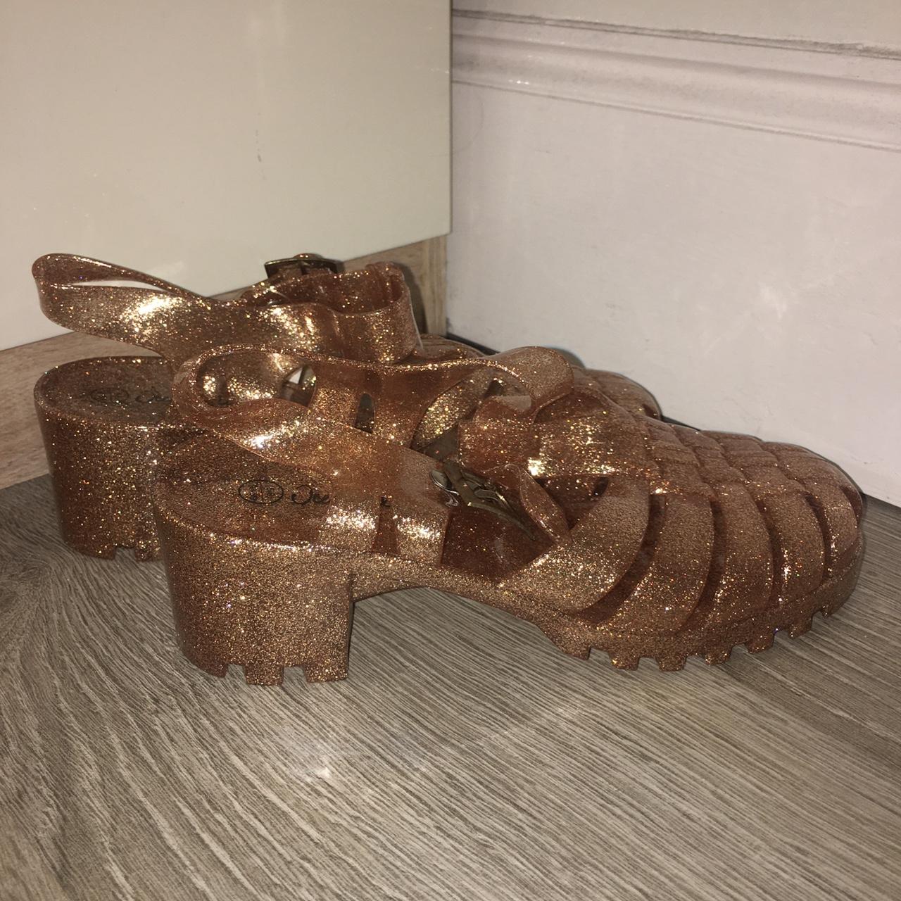 Brand new gold glitter jelly sandals 👡 glittery... Depop