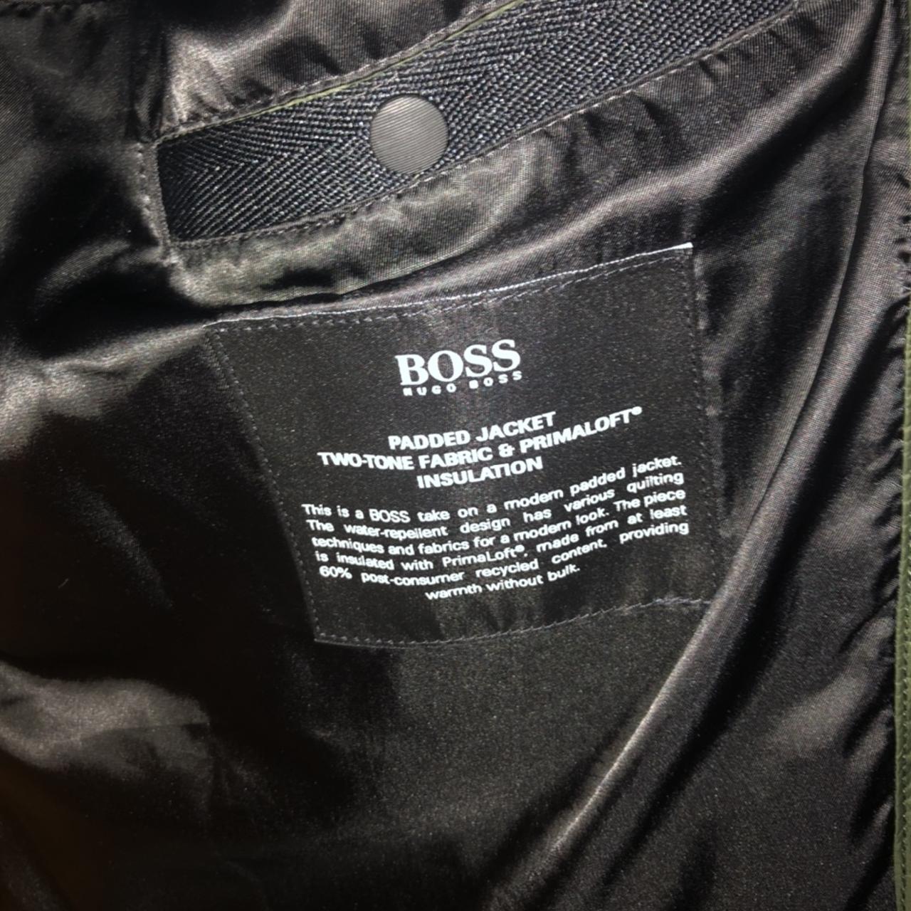 BOSS Olooh 1-D padded hooded jacket in Khaki Depop