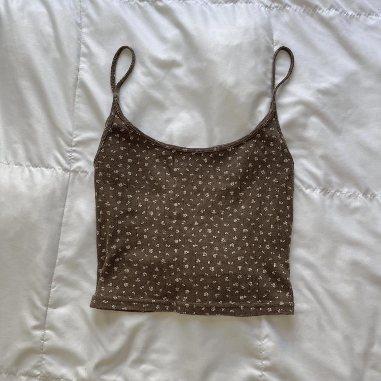 brandy melville brown floral tank like new... Depop