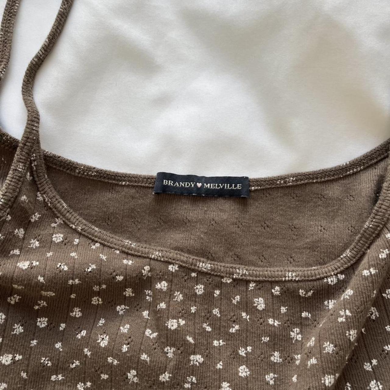 brandy melville brown floral tank like new... Depop