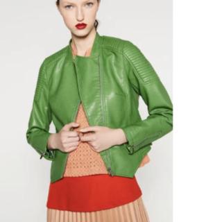 apple green leather jacket