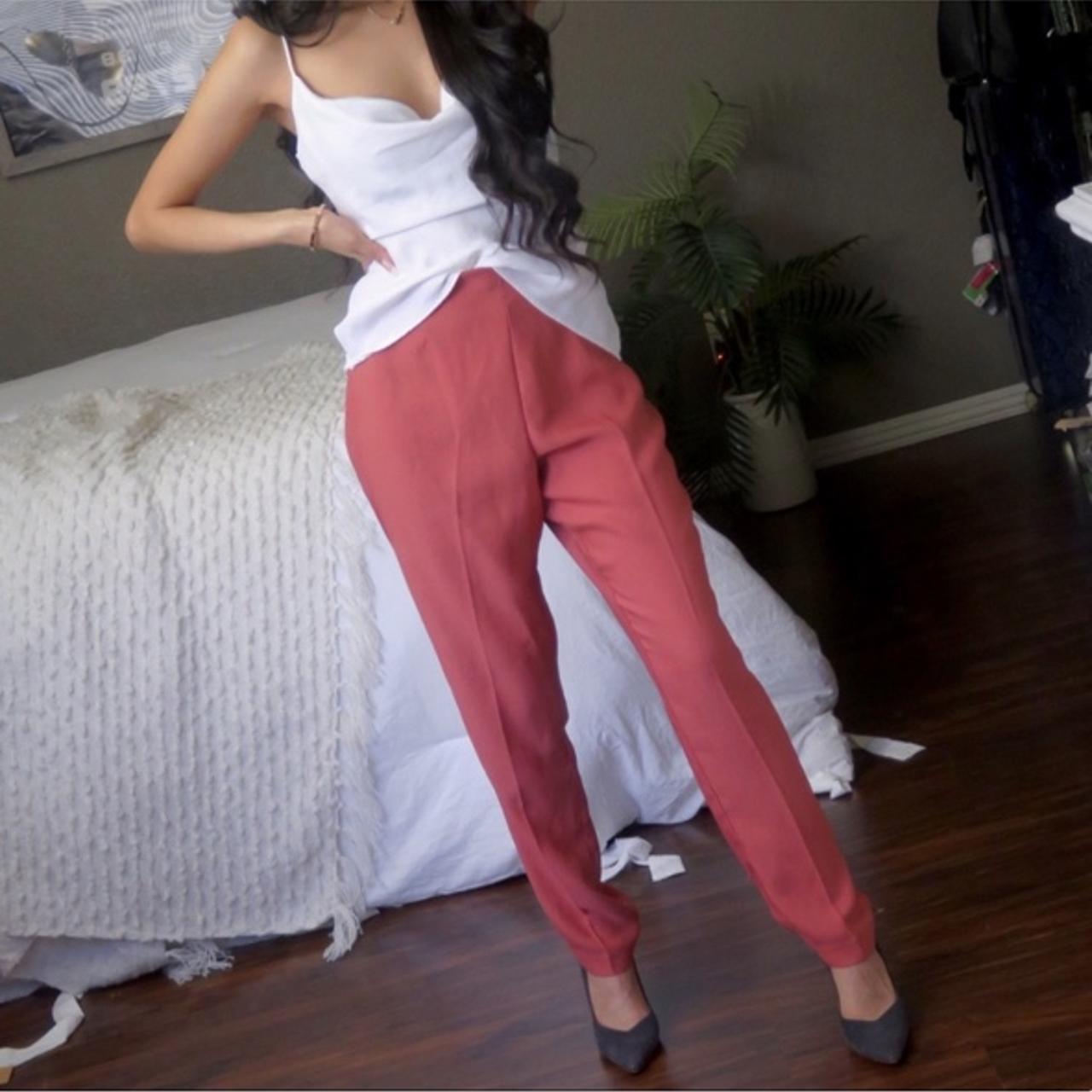 Zara High Waist Pants Trousers (Coral/ Pink)