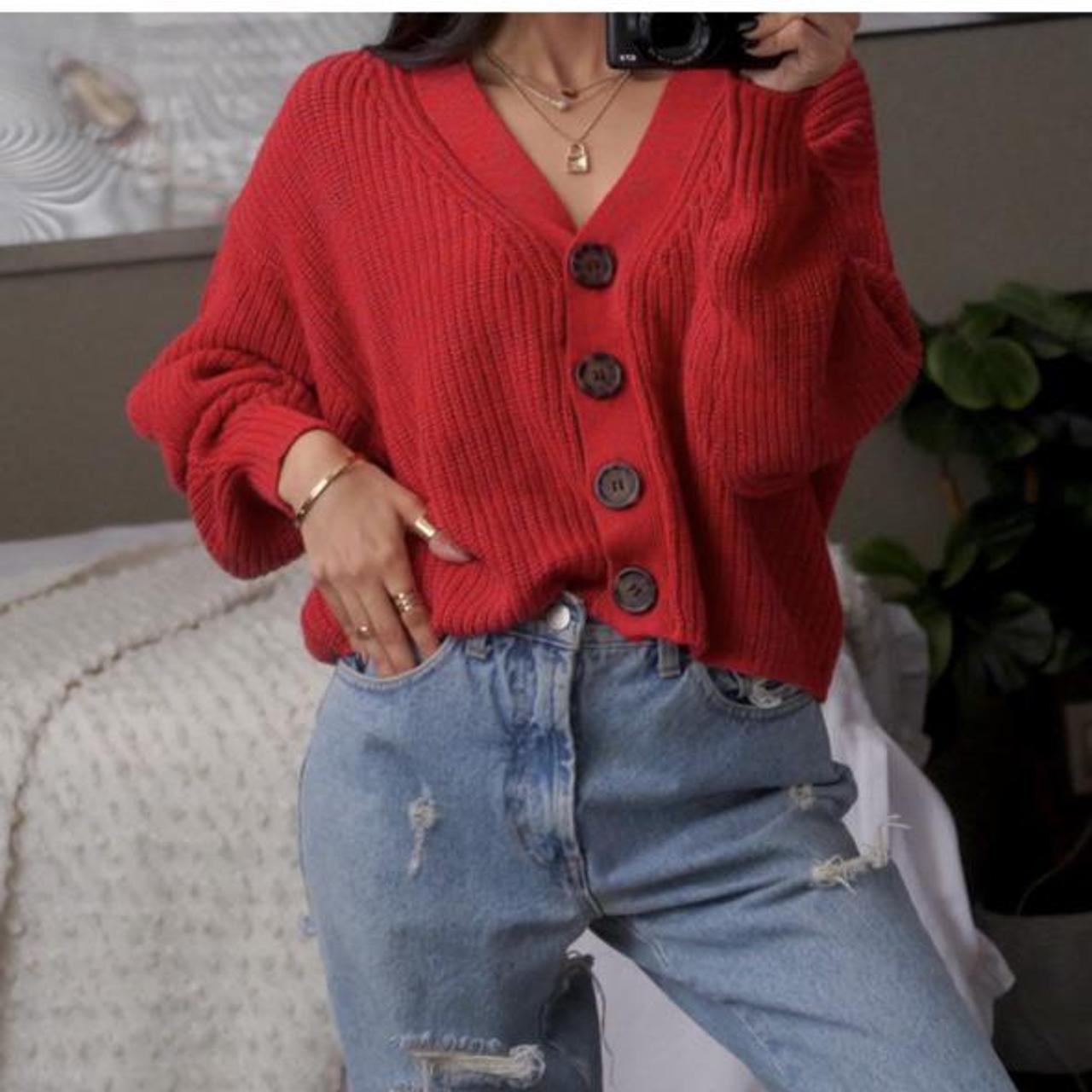 Urban Outfitters Women's Red Cardigan