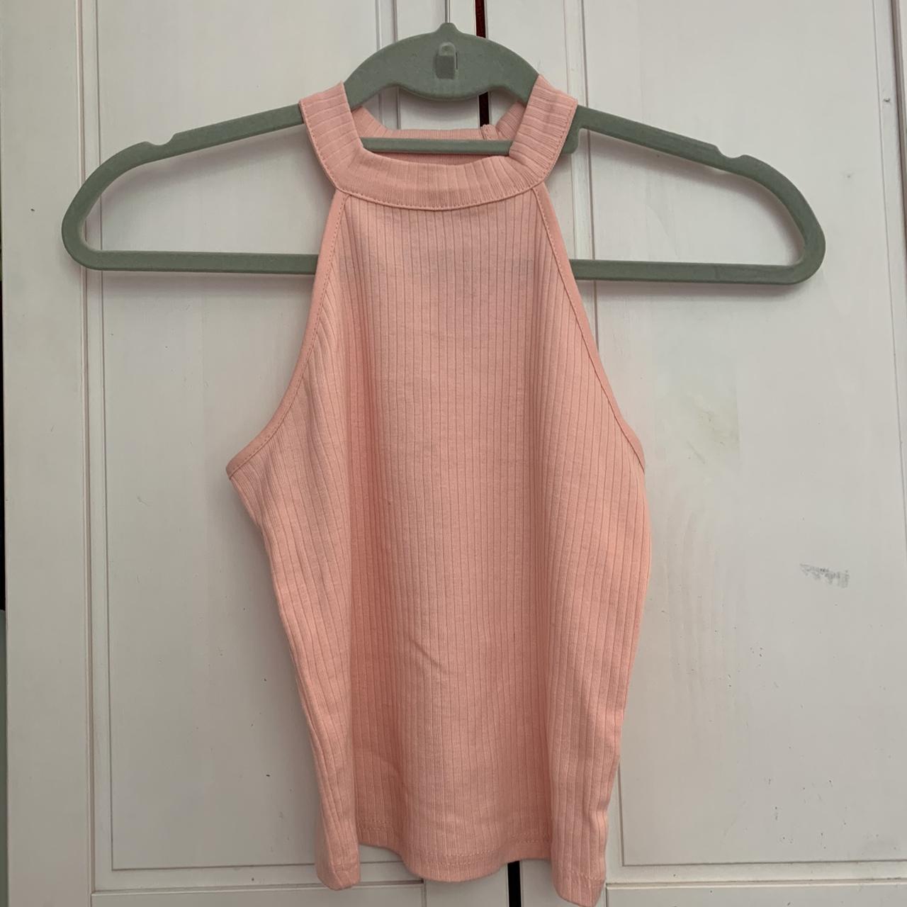 River island salmon pink halter neck crop top, never... - Depop