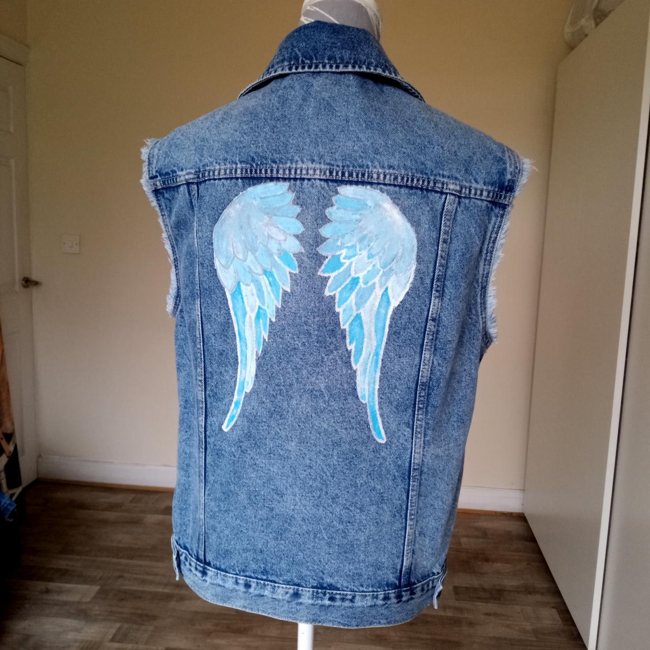 Angel Wings Denim Jacket, Hand Painted New Look