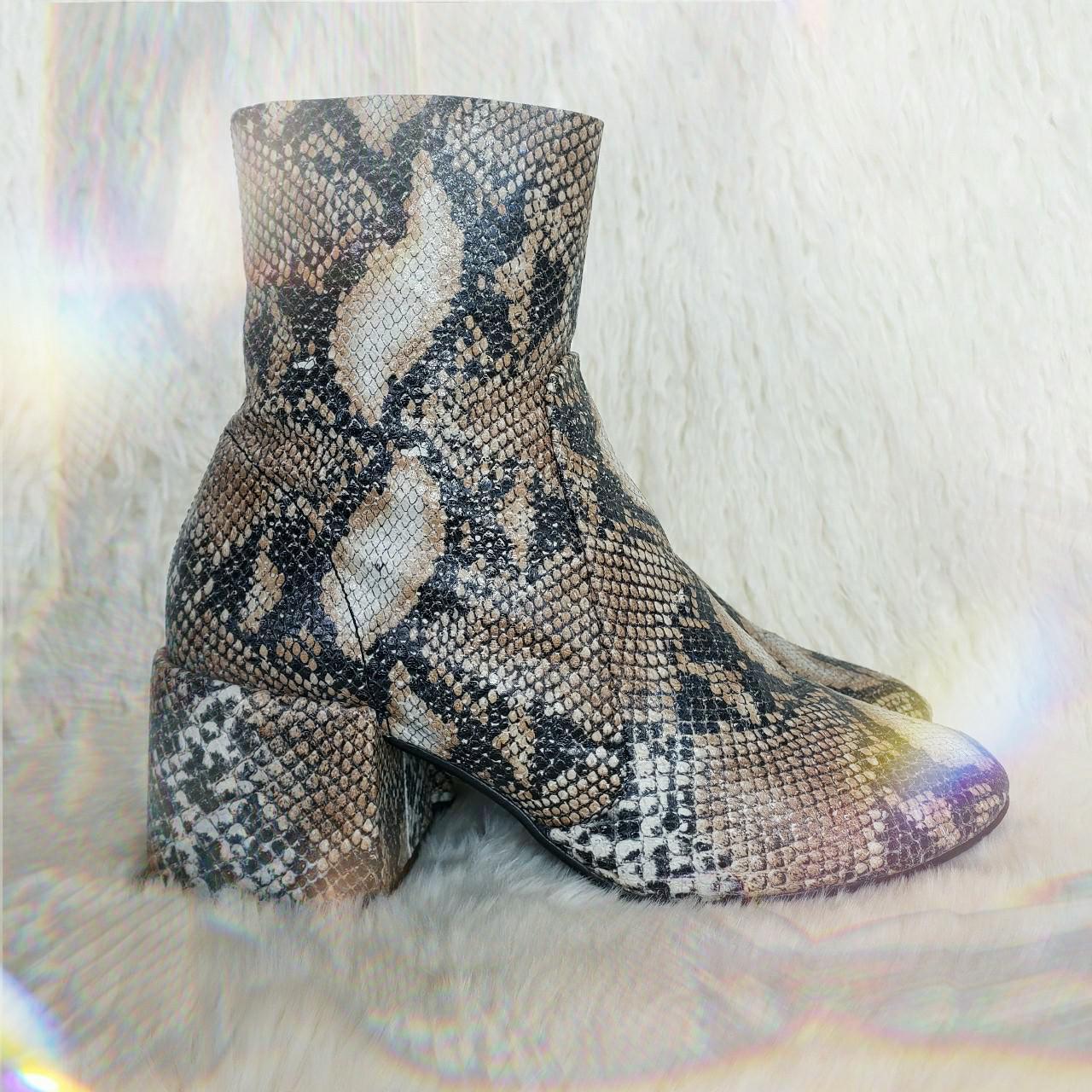 Jeffrey Campbell Leather Snakeskin Chunky Heel Ankle