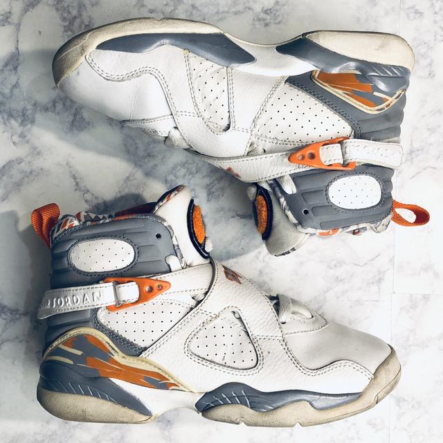 Jordan 8 white on sale orange