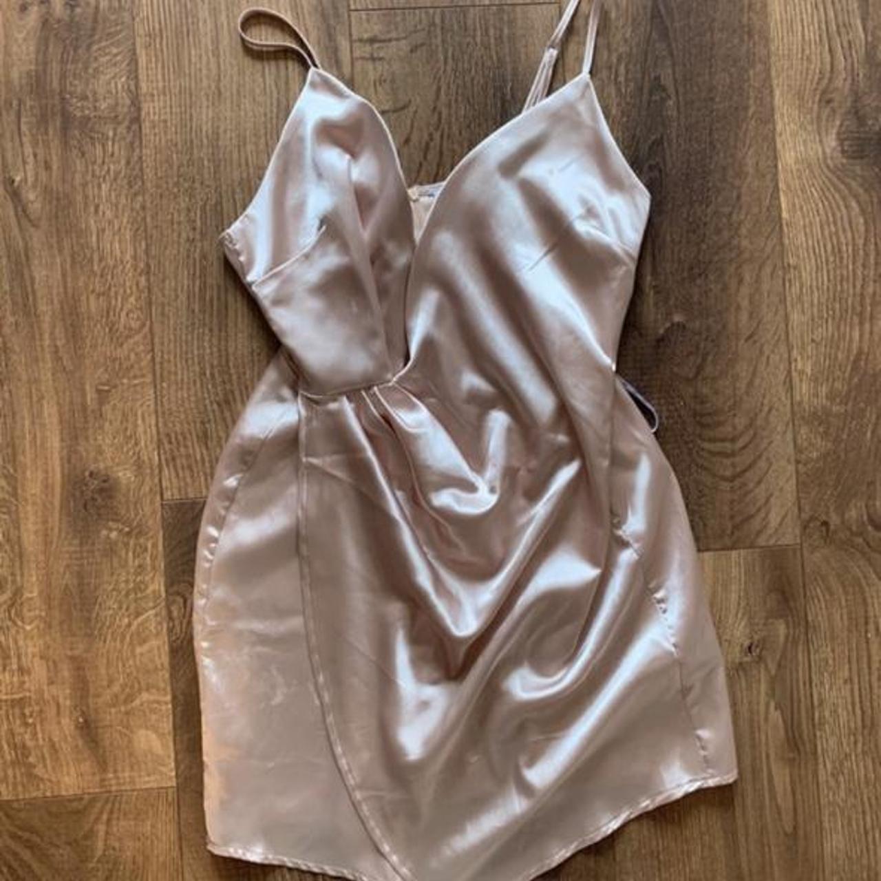 Missguided pink satin slip dress Worn once Size... - Depop