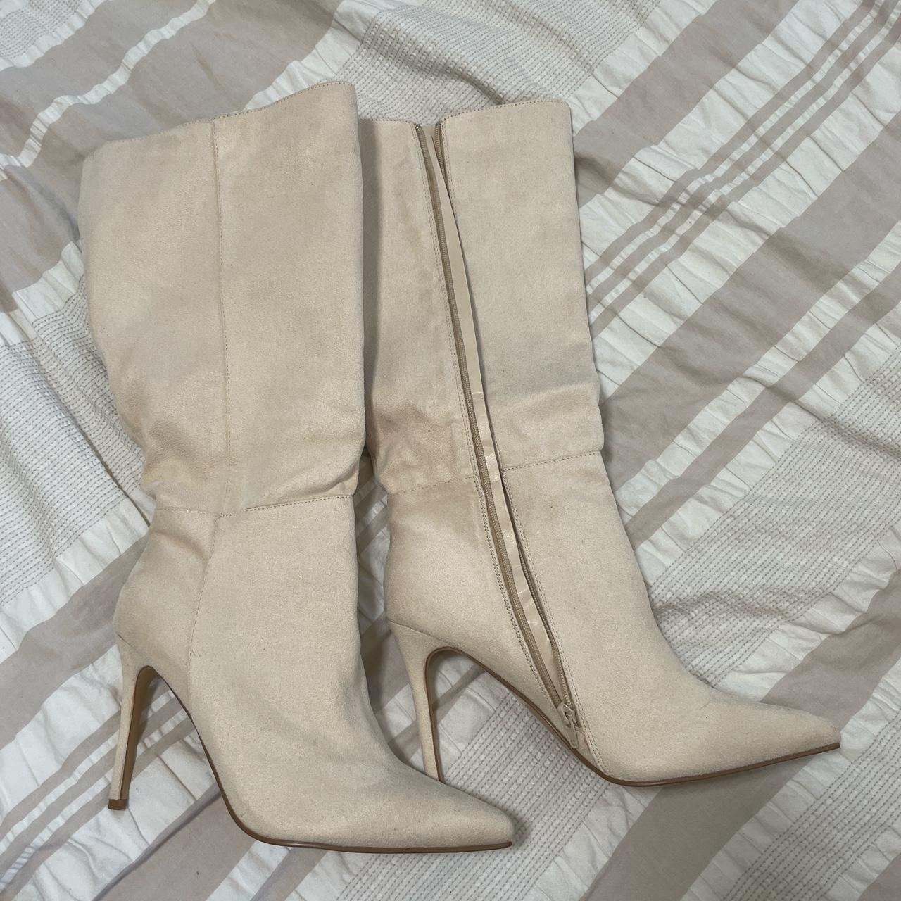 EGO Women's Cream and White Boots | Depop