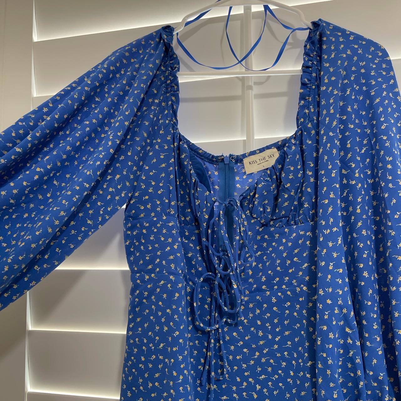 Kiss the sky blue and yellow floral long sleeve... Depop