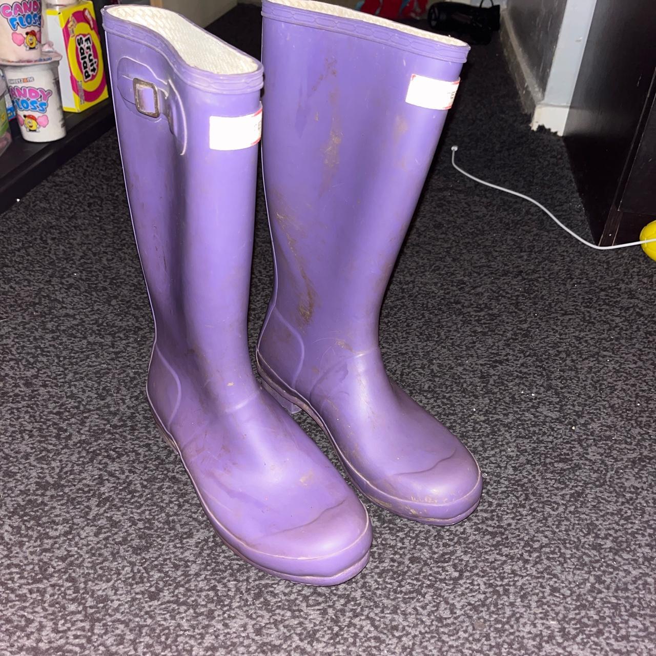 hunter wellies purple size 5