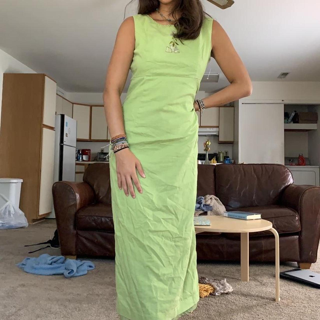 beautiful light green embroidered maxi dress... Depop