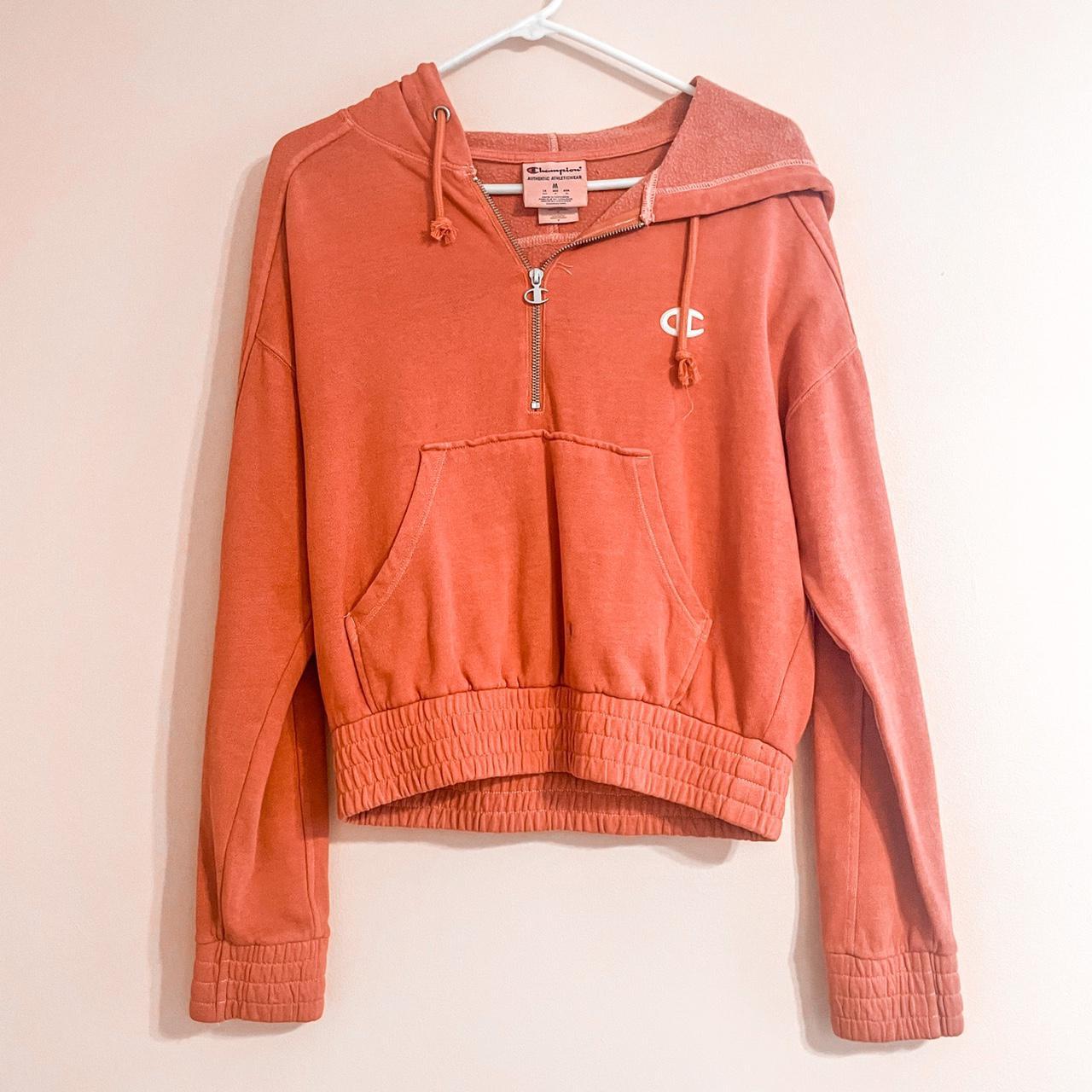 Champion Burnt Orange Zip Up Hoodie Small ink stain... Depop