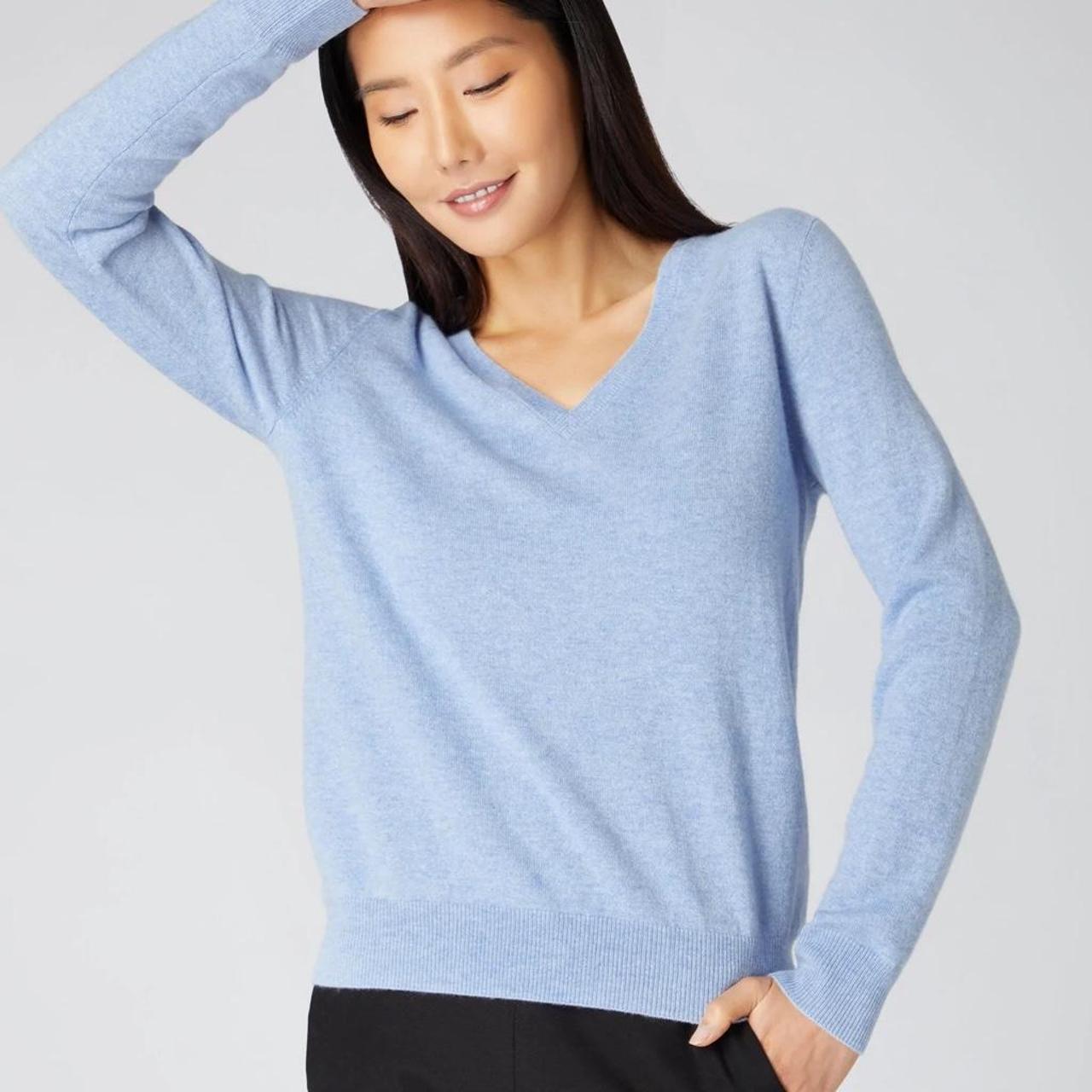 gorgeous cashmere baby blue sweater by n.peal, never... - Depop