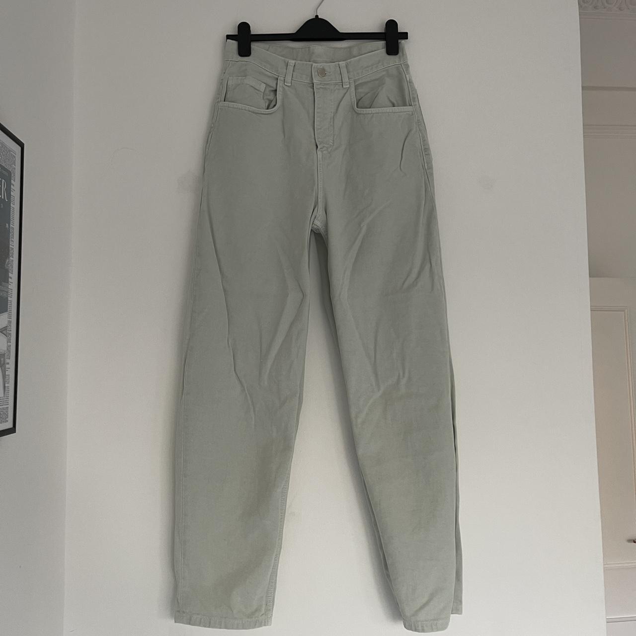 Reclaimed Vintage - Sage green wide leg denim jeans... - Depop