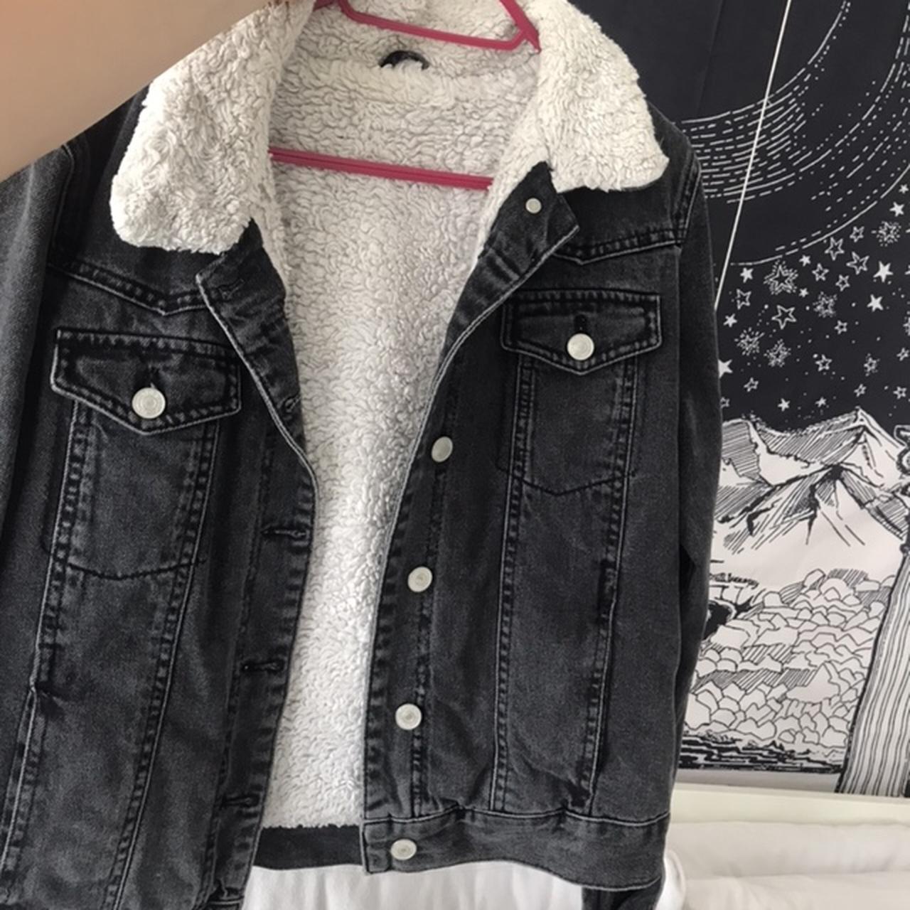 Fluffy black denim clearance jacket