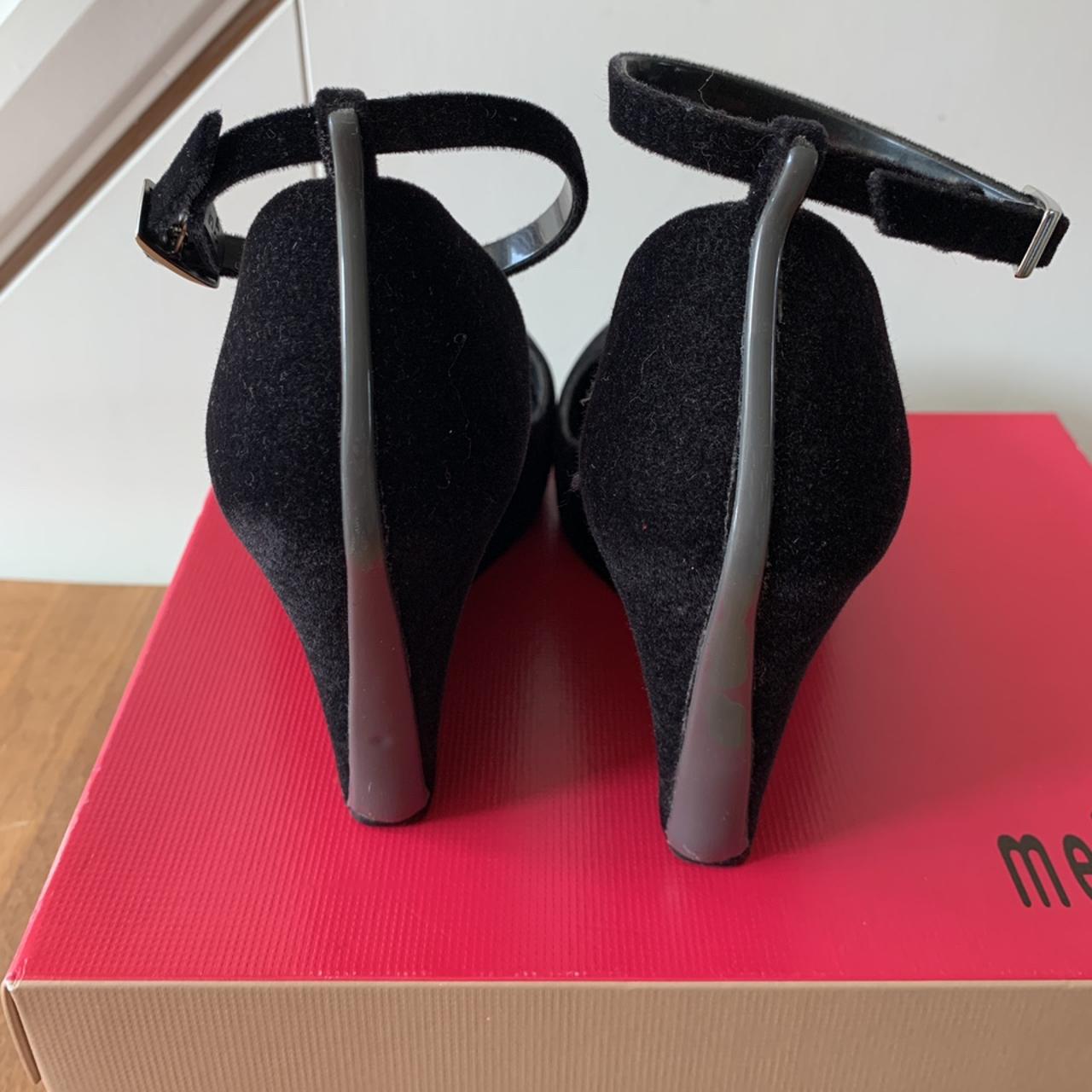 Melissa Patchuli Xi Peep Toe Black Velvet Flock Depop