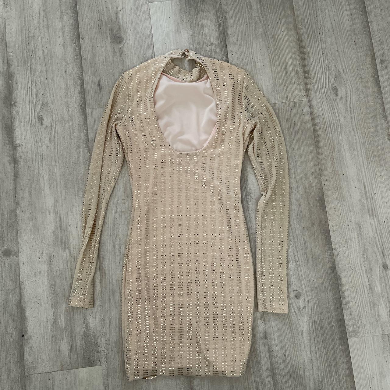 River Island Women's Tan And Gold Dress | Depop