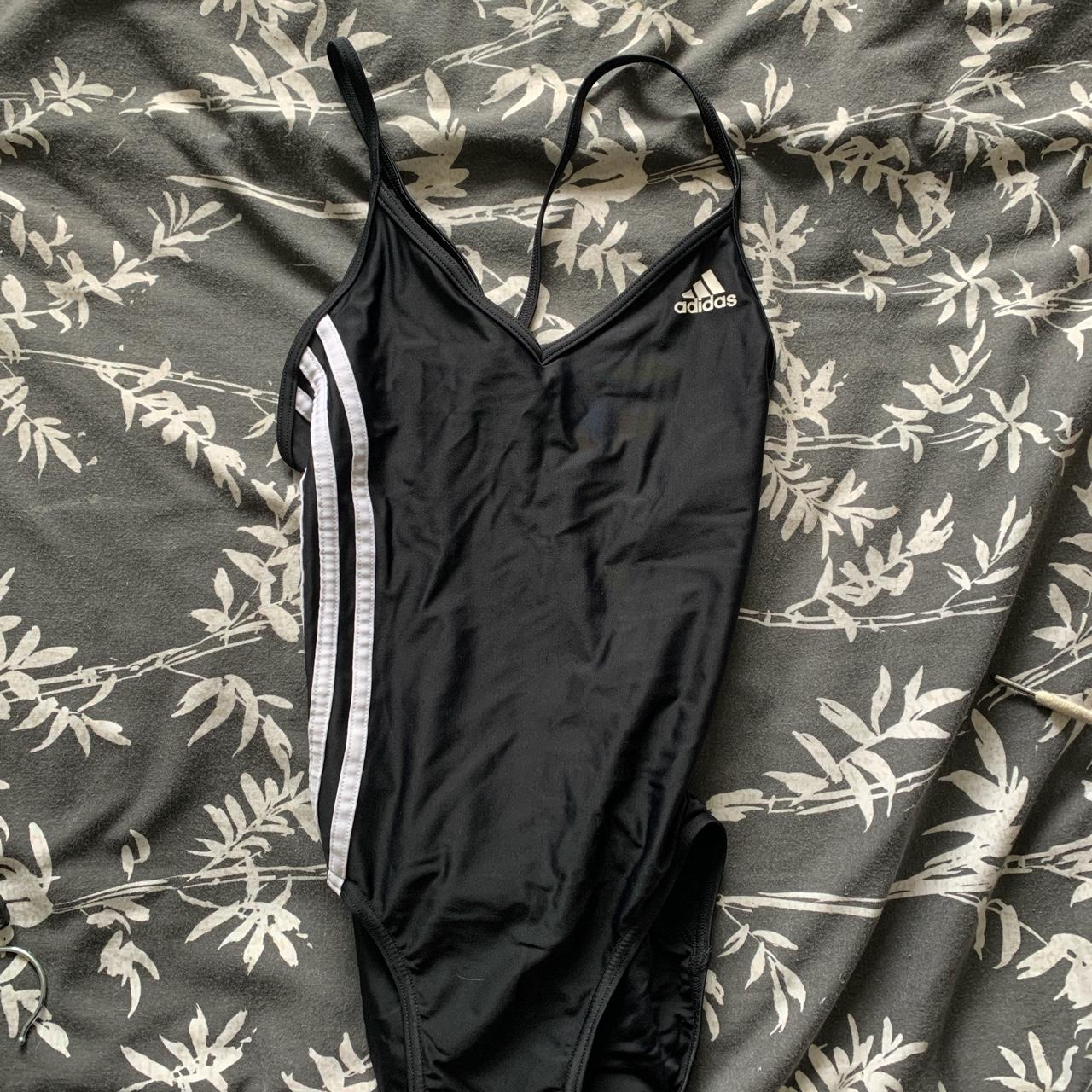 Black vintage style Adidas swimsuit bodysuit UK 32”... - Depop