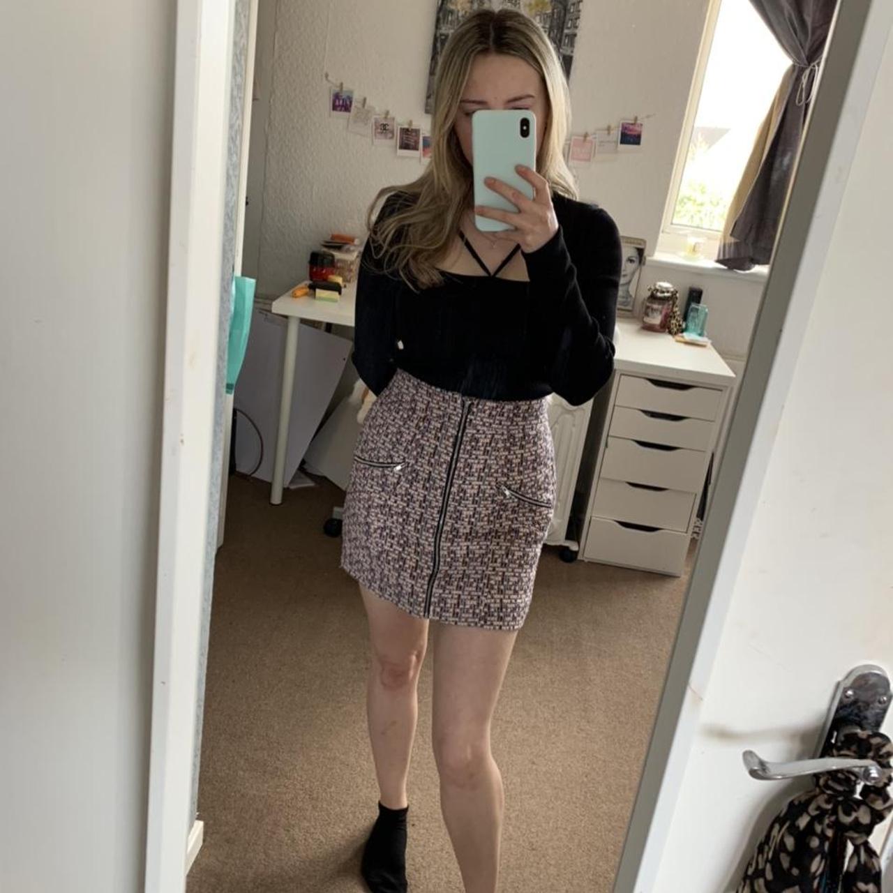 Asos petite mini skirt with zip and pockets. shows... - Depop
