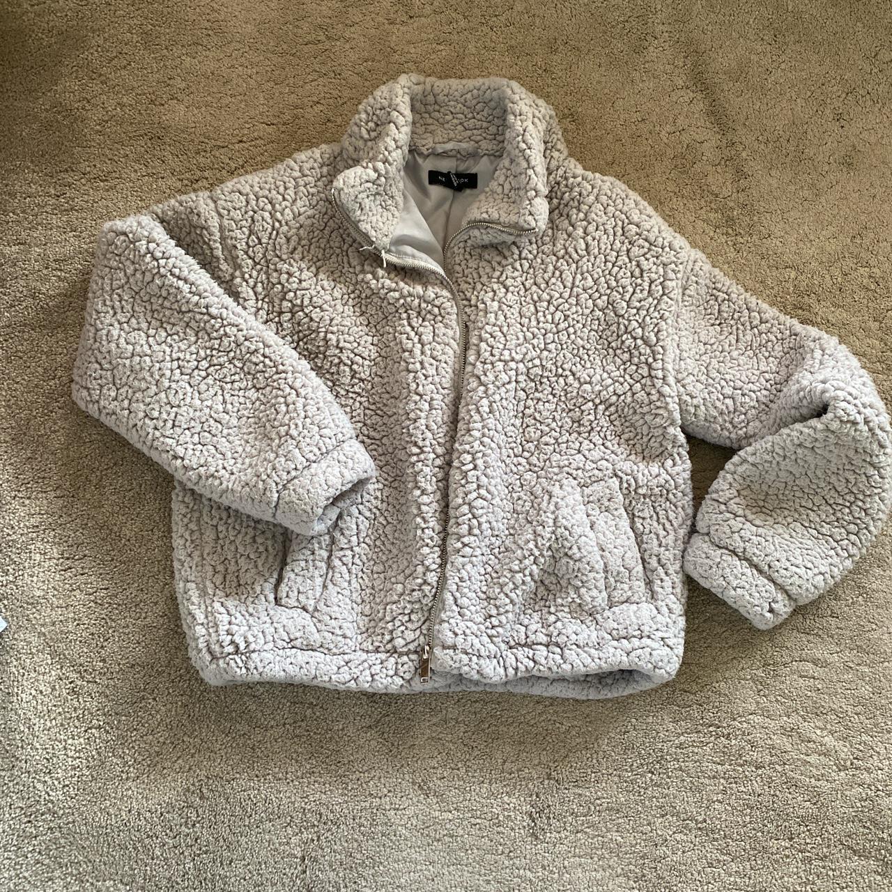 NEW LOOK GREY TEDDY BEAR JACKET!!! On the sleeve... - Depop