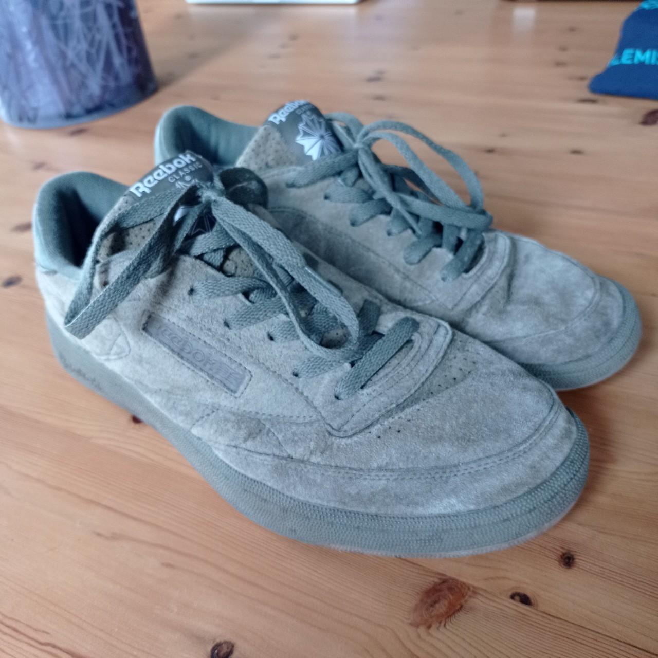 reebok classic green suede