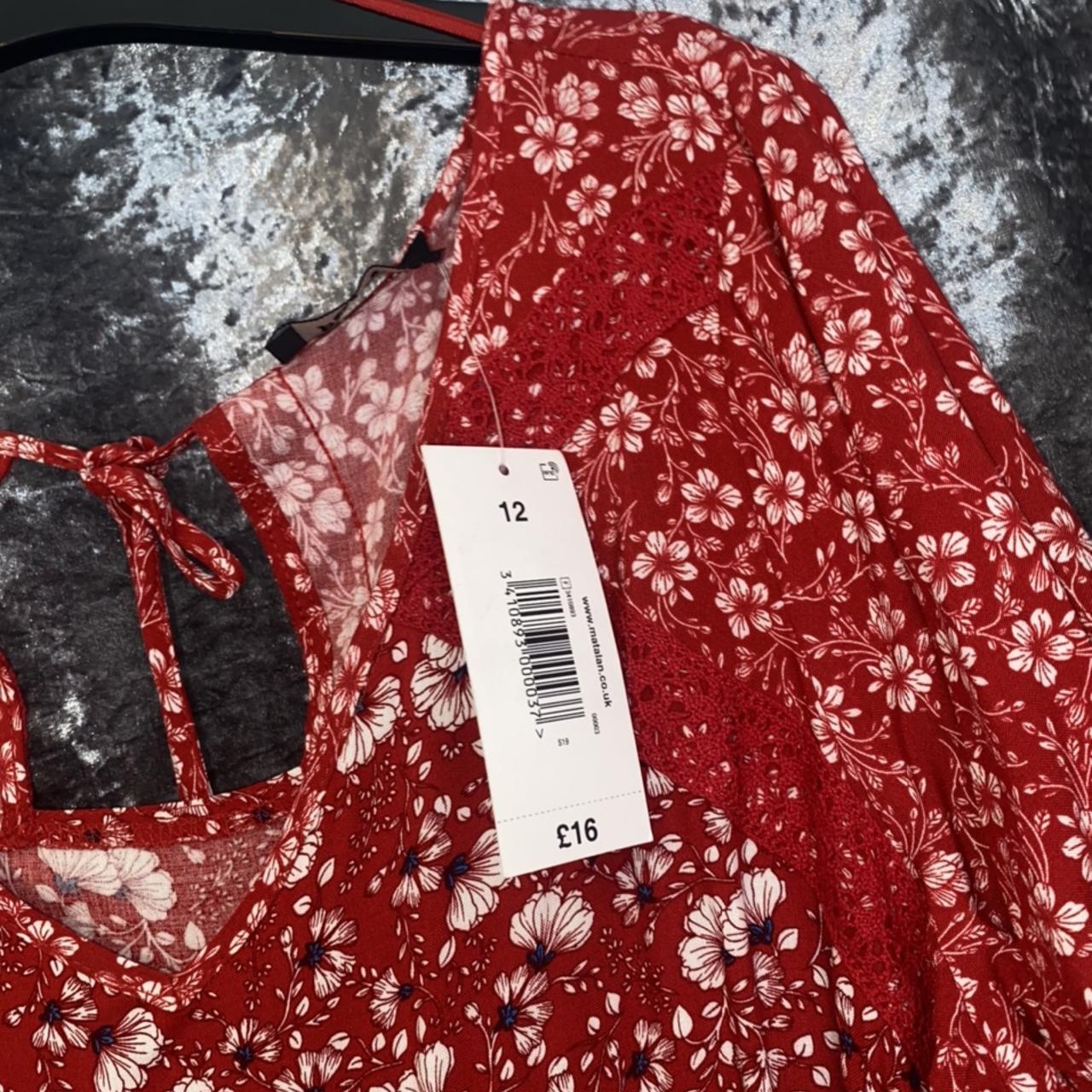 Red floral summer Matalan dress BNWT matalan... Depop