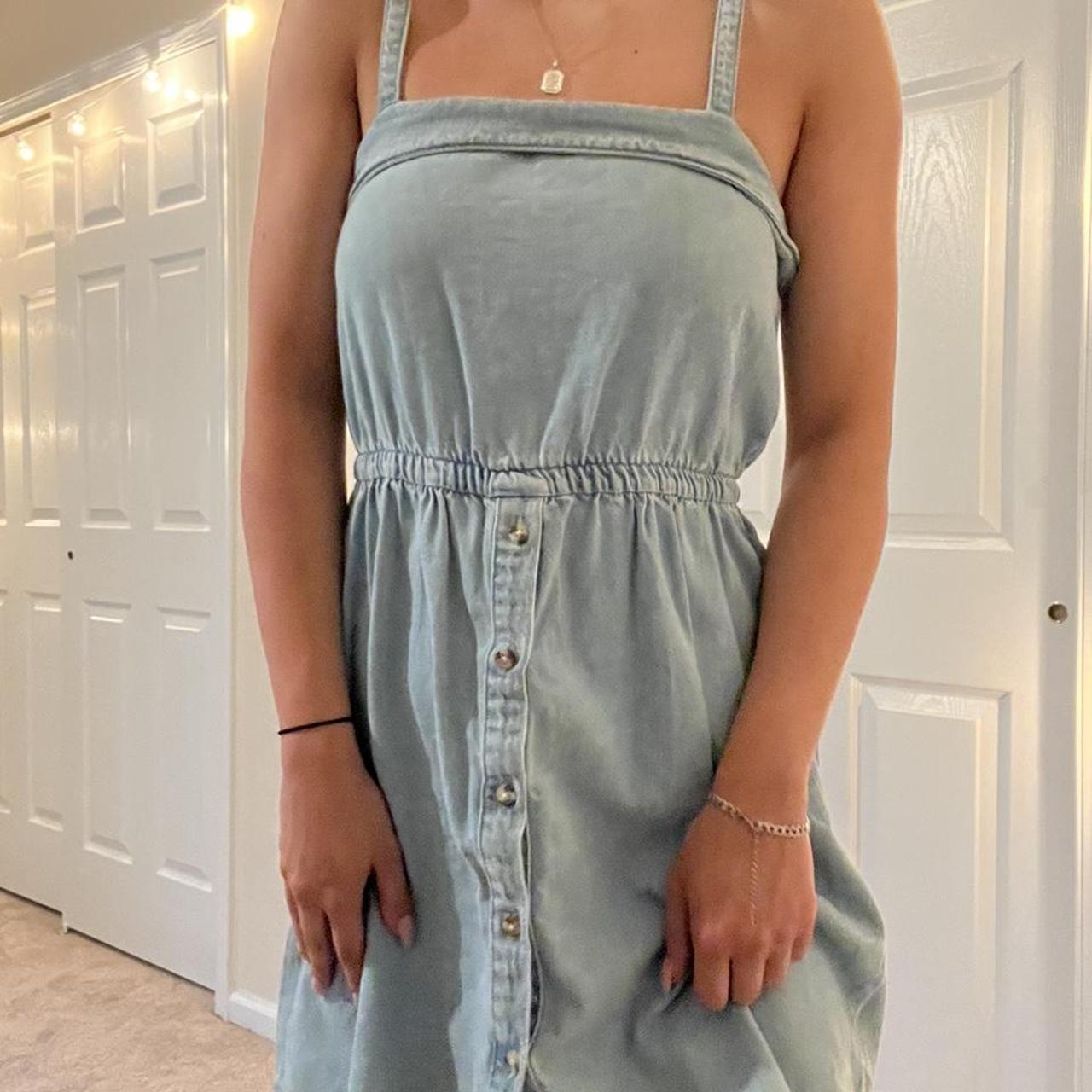 light wash denim dress! i bought this in greece!... - Depop