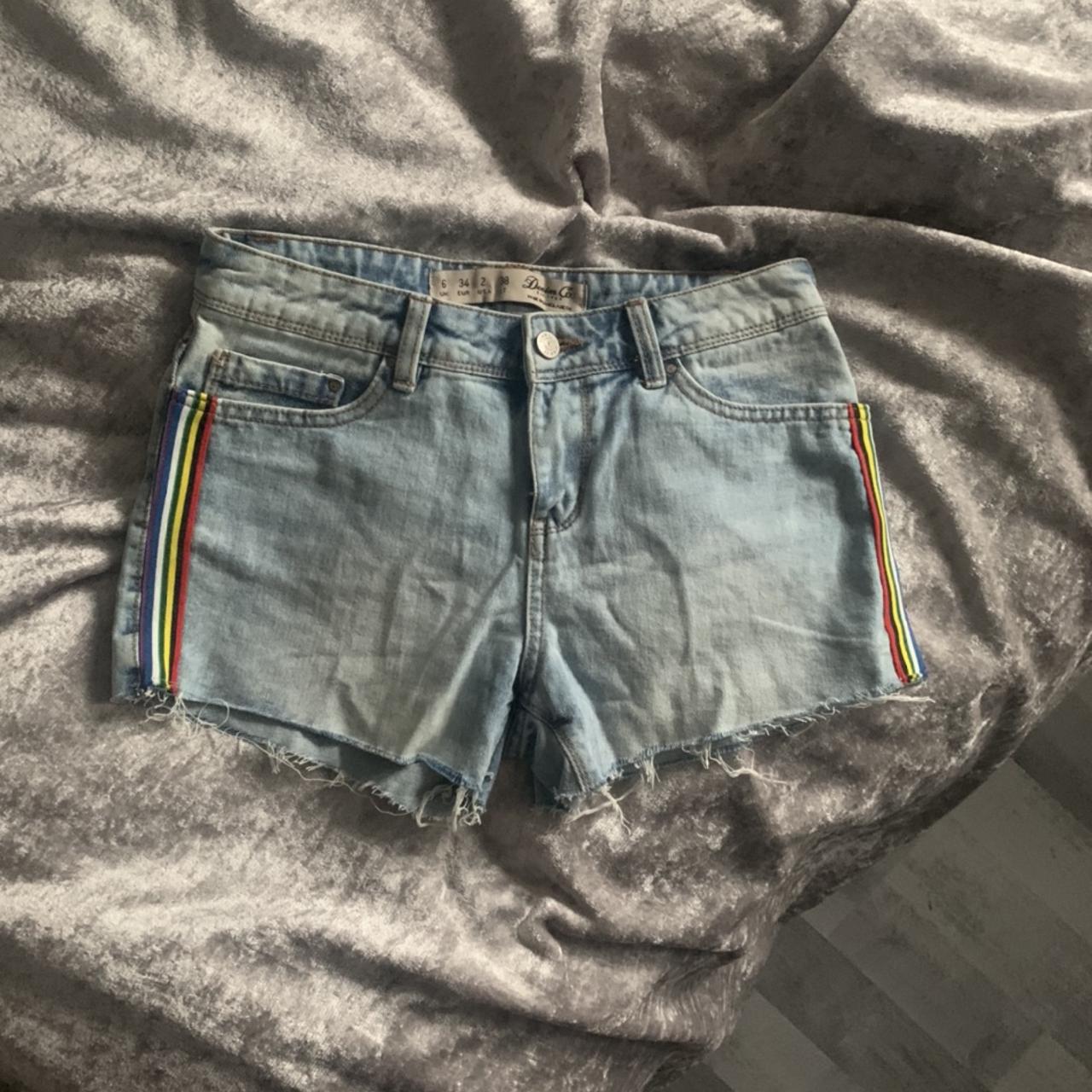 Jean shorts sales with rainbow stripe