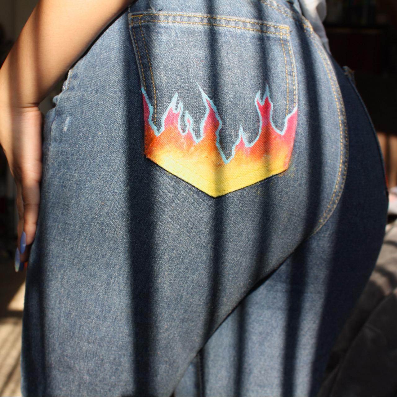 Flame hot sale painted jeans