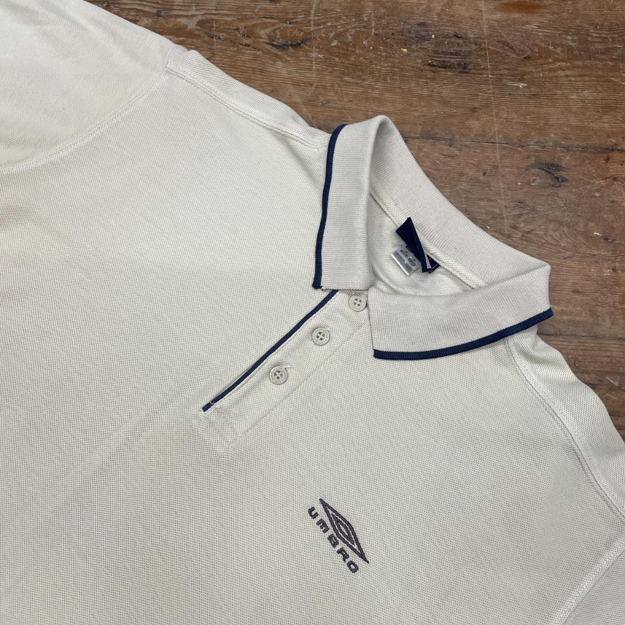 Umbro Mens Cream Polo shirt with embroidered chest... Depop