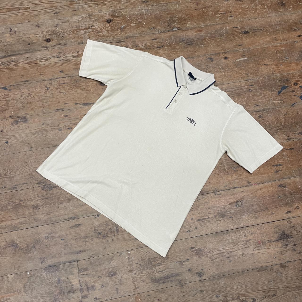 Umbro Mens Cream Polo shirt with embroidered chest... - Depop