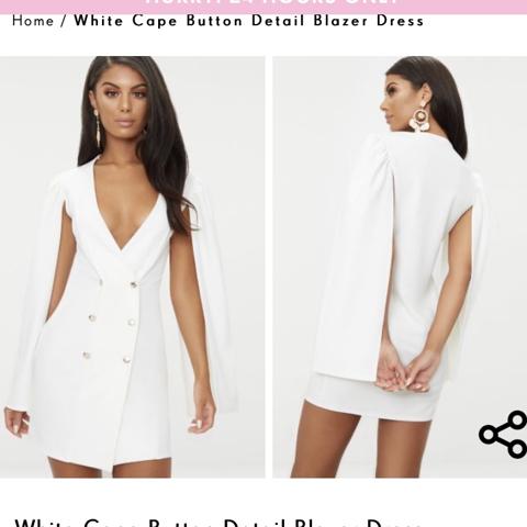 White cape button detail blazer dress sale